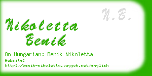 nikoletta benik business card